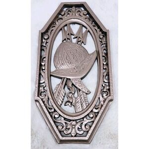 1968 Vintage Homco Dart Ind. Wall Hanger Decoration Shield Helmet Bronze Gothic